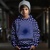 billiga Pojkens 3D Vision &amp; Geometri-Pojkar 3D Grafisk Geometrisk Huvtröja Långärmad Vår Höst Mode Streetwear Barn 4-12 år Huva Utomhus Ledigt Dagligen Normal