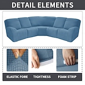 abordables Silla reclinable y con alas-Fundas para sofá reclinable seccional en forma de L, fundas para sofá de esquina, fundas elásticas de terciopelo para sofá reclinable, lavables (el sofá de esquina de 5 plazas incluye 4 fundas para