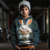 Boys 3D Graphic Animal Rabbit Hoodie Long Sleeve Spring Fall Fashion Streetwear Kids 4-12 Years Hooded Outdoor Casual Daily Regular Fit3