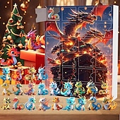 cheap Advent Calendar-Christmas Advent Calendar Ornaments,2D Acrylic Cute Dragon Baby 24pcs Christmas Ornament Kit Gift 24 Days Countdown Mini Hanging Tree Xmas Ornaments for Christmas Party Decorations