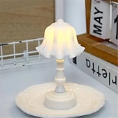 baratos Candeeiros de mesa-Abajur de mesa led com flor de concha colorida de macaron, quarto &amp;luz noturna de mesa de jantar, decoração moderna simples, botão alimentado por bateria 1pc
