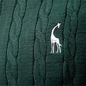 economico maglione pullover da uomo-maglione da uomo in cotone con ricamo giraffa, girocollo, classico pullover lavorato a maglia con motivo a torsione per uomo