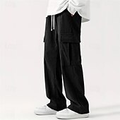 cheap Cargo Pants-Men&#039;s Cargo Pants Corduroy Pants Trousers Straight Leg Sweatpants Elastic Waist Drawstring Multi Pocket Plain Wearable Outdoor Daily Camping &amp; Hiking Fashion Classic Black Army Green