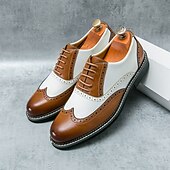 cheap Formal-Men&#039;s Two-Tone Faux Leather Wingtip Oxford Gatsby Shoes – Vintage 1920s Brogue Spectator Dress Shoes for Wedding, Prom, Swing Dance, Roaring Twenties Party