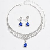 cheap Jewelry Sets-Bridal Jewelry Sets Two-piece Suit Imitation Diamond 1 Necklace Earrings Women&#039;s Classic Sweet Lovely Classic Love Precious Jewelry Set For Wedding Gift
