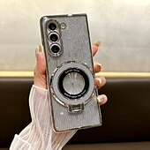 Χαμηλού Κόστους Samsung Θήκη-τηλέφωνο tok Για Z Διπλώστε 6 Z Fold 5 Z Fold 4 Z Fold 3 Πίσω Κάλυμμα με βάση στήριξης Υποστήριξη ασύρματης φόρτισης Bling Glitter Shiny Ρετρό TPU Επιμετάλλωση