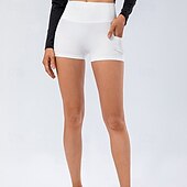 cheap Yoga Leggings &amp; Tights-Women&#039;s Gym Shorts Yoga Shorts Workout Shorts with Phone Pocket High Waist Yoga Gym Workout Pilates Shorts Black White Yellow Sports Activewear Stretchy Slim