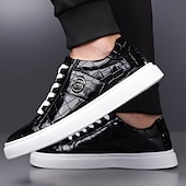 voordelige Herensneakers-Heren burgundy krokodillenpatroon imitatie leren sneakers met vetersluiting – stijlvolle casual schoenen voor dagelijks gebruik