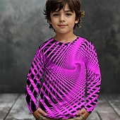 billiga Pojkens 3D Vision &amp; Geometri-Pojkar 3D Grafisk Geometrisk T-shirt Långärmad Vår Höst Mode Grundläggande Barn 4-12 år Rund hals Utomhus Ledigt Dagligen Normal