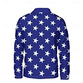 billiga Flaggmönster-Herr Grafisk Amerikanska amerikanska flaggan Huvtröjor Dagligen Ledigt Långärmad Hög krage Semester Utekväll Streetwear Blå Mönster Vår &amp; Höst Designer