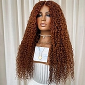 abordables Perruques à dentelle frontale-Perruque Cheveux vierges non transformés 13x4 devant en dentelle Cheveux Brésiliens Bouclé Marron Partie libre Femme Densité 130% 150% avec des cheveux de bébé 100% vierge Sans colle Pré-plumé Longue