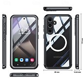 cheap Samsung Cases-Phone Case For S24 FE S25 Ultra Back Cover Magnetic Support Wireless Charging Shockproof Retro TPU Acrylic