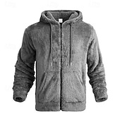 cheap Fleece &amp; 3 in 1 Jackets-Men's Hoodie Jacket Outdoor Jacket Winter Coat Hiking Fleece Jacket Winter Outdoor Thermal Warm Fleece Lining Fleece Jackets Full Zip Climbing Camping / Hiking / Caving Traveling Black Navy Blue