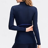 cheap Women&#039;s Running Tee &amp; Tank Tops-Women&#039;s Running T-Shirt Zipper Long Sleeve Zip Top Casual Athleisure Fall Fleece Thermal Warm Breathable Soft Gym Workout Running Walking Sportswear Activewear Solid Colored Black Navy Blue Blue