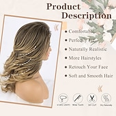 baratos Perucas Sintéticas sem Touca-perucas longas em camadas para mulheres peruca de cabelo cortado em camadas para meninas penteados longos com camadas peruca de substituição de cabelo sintético de fibra macia e resistente ao calor