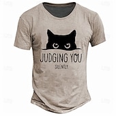 Men's Funny Cat Graphic T-Shirt - Judging You Silently Short Sleeve Tee for Cat Lovers 6