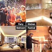 abordables Bandes lumineuses à brancher-Bande lumineuse LED 12 V DC 5,5 x 2,1 mm, connecteur SMD 2835, 16,6 pi, 5 mètres, ruban lumineux adapté à la maison, à la cuisine, aux fêtes, à Noël, etc. (sans adaptateur secteur)