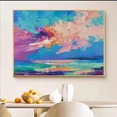 abordables Peintures paysages-peinture à l&#039;huile 3D faite à la main sur l&#039;océan art mural fait à la main peinture à l&#039;huile sur toile de vagues de mer peintes à la main peinture abstraite texturée 3D paysage de plage peinture à