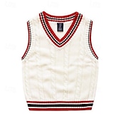cheap Sweaters &amp; Cardigans-Kids Boys Sweater Color Block Sleeveless Patchwork School Daily White Fall Clothes 4 years+