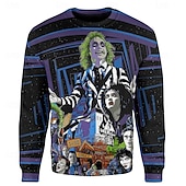 cheap Cartoon &amp; Movie Character Graphic-Beetlejuice 2 Hoodie Cartoon Manga Print 3D Character Graphic Street Style For Couple&#039;s Men&#039;s Women&#039;s Adults&#039; Back To School 3D Print Party Casual Daily