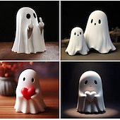 levne Halloweenové závěsné a stolní dekorace-halloween roztomilá figurka ducha - prostředníček strašidelná socha ducha z pryskyřice, roztomilá dekorace ducha pro halloweenskou výzdobu, verandu a vnitřní strašidelné bytové dekorace 10x10x10cm