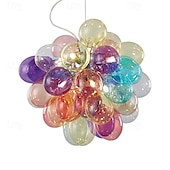abordables Suspension-Suspension LED blanc chaud 3/5/8 lumières design moderne Spoutnik G9 globe en verre coloré abat-jour en verre lustre câble réglable plafonnier pour îlot de cuisine chambre à coucher boules à bulles