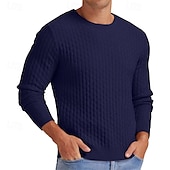 economico maglione pullover da uomo-Per uomo Pullover Maglione Maglione lavorato a maglia A coste Maglia Standard Lavorato a maglia Jacquard Liscio Girocollo Di tendenza Essenziale Da tutti i giorni Appuntamento Abbigliamento Autunno