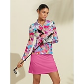 cheap Polos &amp; Quarterzips-Women&#039;s Golf Polo Shirt Pink Long Sleeve Top Ladies Golf Attire Clothes Outfits Wear Apparel