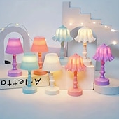 baratos Candeeiros de mesa-Abajur de mesa led com flor de concha colorida de macaron, quarto &amp;luz noturna de mesa de jantar, decoração moderna simples, botão alimentado por bateria 1pc