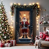 baratos Capas para portas de Natal-decorações de porta de natal capas de porta natal papai noel em pé porta tapeçaria cortina de porta decoração pano de fundo porta banner para porta da frente fazenda festa de fim de ano decoração