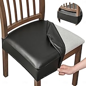 cheap Chair Cover-Waterproof PU Leather Seat Covers for Dining Room Stool Chair Cover Geometric Printed Polyester Slipcovers