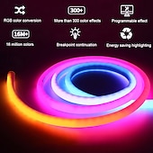 cheap Neon LED Lights-White Silicone Neon LED Light Strip, 16MM 360° Circular, RGB Flexible Dreamy Color Rope Light with 17-Key IR Controller, USB DC5V for Bedroom Indoor/Outdoor Decoration WS2811