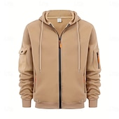 economico felpe con cappuccio da uomo di base-Per uomo Felpa con cappuccio Felpa con cappuccio a zip intera Felpa con cappuccio tattica Nero Blu marino Blu Cachi Grigio scuro Con cappuccio Liscio Sportivo Giornaliero Per eventi Streetwear