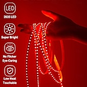 abordables Bandes lumineuses étanches-3M 5m 10m Bandes Lumineuses LED Flexibles 1200 LED 2835 SMD 8 mm 1Set Support de montage 1 jeu Blanc Froid Rouge Bleu Bandes lumineuses LED Intérieur Soirée Extérieur 220-240 V