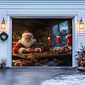 tanie Osłony drzwi garażowych na Boże Narodzenie-Boże Narodzenie na zewnątrz garaż drzwi pokrywa xmas baner święty mikołaj centrum handlowe duże tło świąteczne dekoracja na święta zewnętrzne garaż drzwi dekoracje ścienne domu