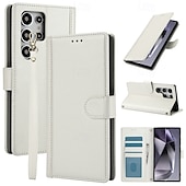 Недорогие Чехлы для Samsung-телефон Кейс для Назначение SSamsung Galaxy S24 S23 S22 S21 Ultra Plus А55 А35 А25 А15 5Г S20 FE S25 Ультра Кошелек для карт Полная защита тела с ремешком на запястье Откидная подножка Ретро