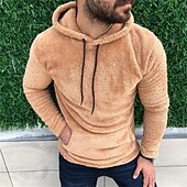 voordelige fleece sweatshirts-Voor heren Trui met capuchon Fleece hoodie Zwart Wit Leger Groen Khaki Grijs Capuchon Effen Zak Sport &amp; Outdoor Dagelijks Feestdagen Streetwear Basic Casual Herfst winter Kleding Hoodies Sweatshirts