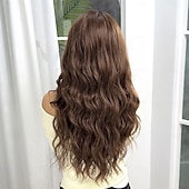 voordelige Synthetische trendy pruiken-Synthetische pruiken Uniformen carrière Kostuums Prinses Gekruld Golvend Middelste stuk Gelaagd kapsel Machinegemaakt Pruik 66.0 cm Donker Bruin Synthetisch haar Dames Cosplay Feest Modieus