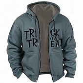 Men's Spooky Halloween Trick or Treat Graphic Full Zip Hoodie 11