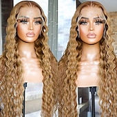 economico Parrucche lace front capelli veri-Capelli umani di Remy 13x4 Pizzo Frontale Parrucca Parte di mezzo Brasiliano Molto ondulata Multicolore Parrucca 130% 150% Densità dei capelli Senza colla Pre-a pizzico Per Da donna Lungo Parrucche