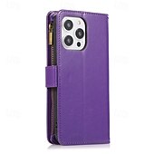 cheap iPhone Cases-Phone Case For iPhone 16 Pro Max Plus iPhone 15 Pro Max Plus iPhone 14 13 12 11 Pro Max Mini SE X XR XS Max 8 7 Plus Back Cover with Stand Holder Zipper with Wrist Strap Retro TPU PU Leather