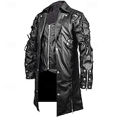 economico Giacca in ecopelle-Per uomo Giacca di pelle sintetica Giacca da motociclista Giacca in pelle rossa Giacca da moto Giornaliero Da mare Antivento Tenere al caldo Lacci Tasche Autunno inverno Liscio Di tendenza Classico