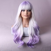 economico Parrucche da festa-parrucca alla moda con sfumatura multicolore perfetta per festival musicali, feste in maschera e occasioni speciali