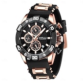 voordelige Quartz-horloges-crrju herenhorloges topmerk luxe quartz siliconen band sport waterdichte klok met lichtgevend quartzhorloge