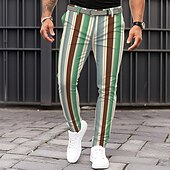 billige Slank-Herre Grafisk Geometrisk Dressbukser Medium Midje Årgang Fritid Formell Hverdag Lomme Sommer Vår Høst Grønn