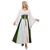 levne Šaty-Retro Středověké Renesanční Šaty Šaty inspirované Regency Ren Faire Elf Viking Elfí Dámské Keltské Pirát Fantazie předvečer Všech svatých Karneval Plesová maškaráda Párty LARP Ren Faire Dospělé Šaty