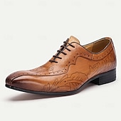 economico Scarpe Eleganti Classiche-scarpe oxford da uomo in pelle di vacchetta di prima qualità – scarpe eleganti brogue con lacci e motivo floreale intagliato a mano per occasioni formali