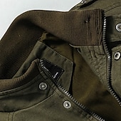 preiswerte Cargo-Jacken-Herren Einsatzjacke übergangsjacke Ausgehen Windjacke Tasche Ganzjahres Einfach Klassisch Stehkragen Regulär Schwarz Khaki Armeegrün Jacken
