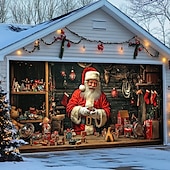 tanie Osłony drzwi garażowych na Boże Narodzenie-Boże Narodzenie na zewnątrz garaż drzwi pokrywa xmas baner święty mikołaj centrum handlowe duże tło świąteczne dekoracja na święta zewnętrzne garaż drzwi dekoracje ścienne domu