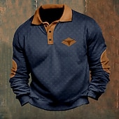 billige Men&#039;s Vintage Polo-Herre Kveg Cowboy Poloskjorter Pullover Langermet Poloskjorter Krage Årgang Fritid utendørs Gateklær 3D-utskrift Knapper Høst vinter Svart Hvit Kakifarget